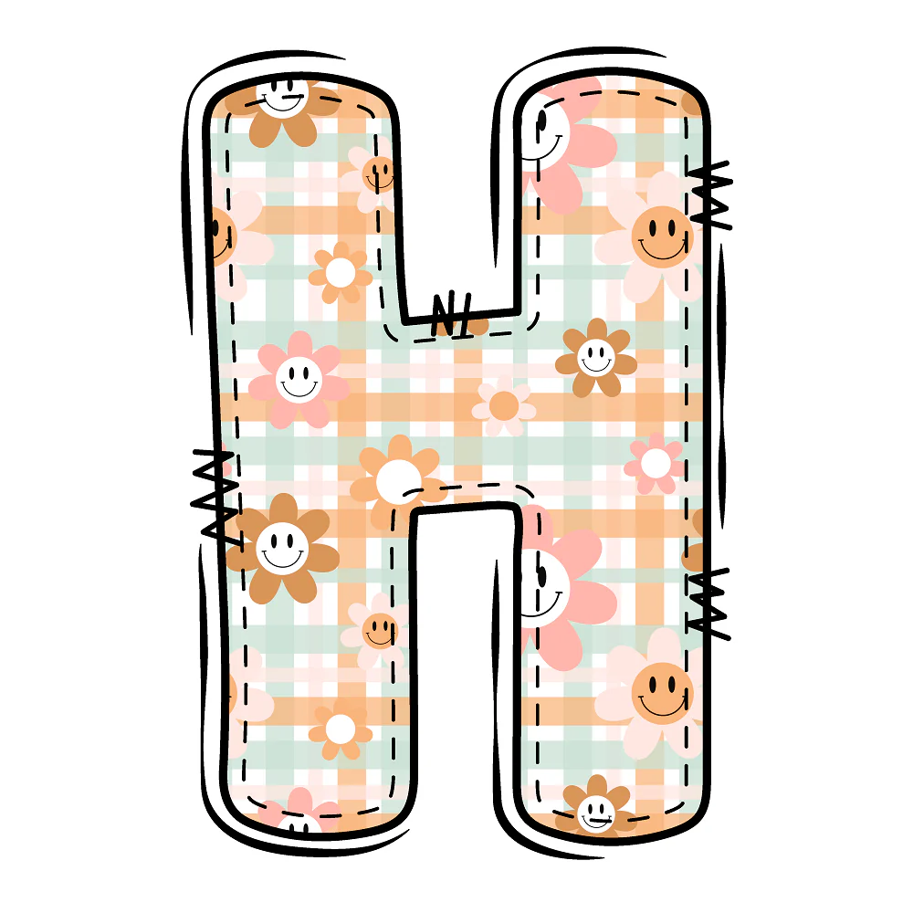Groovy Doodle Letter ''H'' Fabric Panel