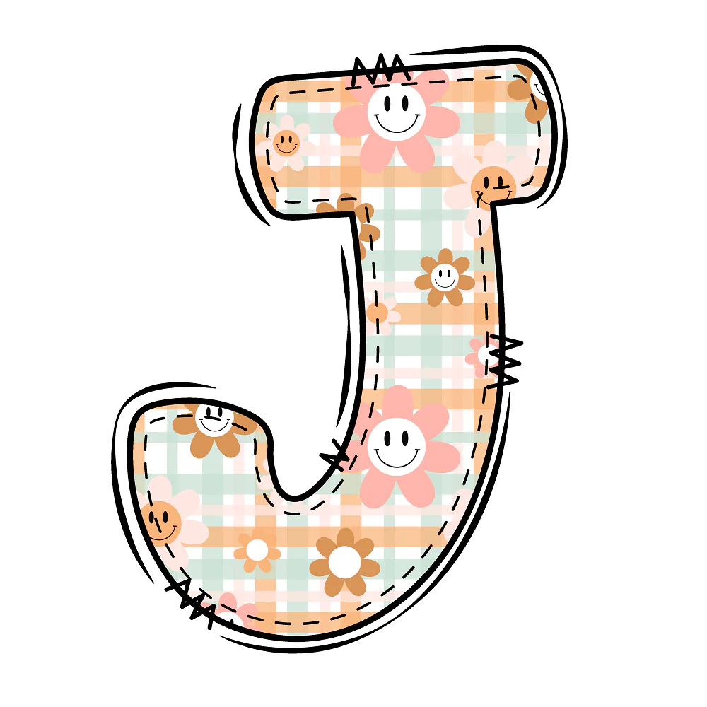 Groovy Doodle Letter ''J'' Fabric Panel
