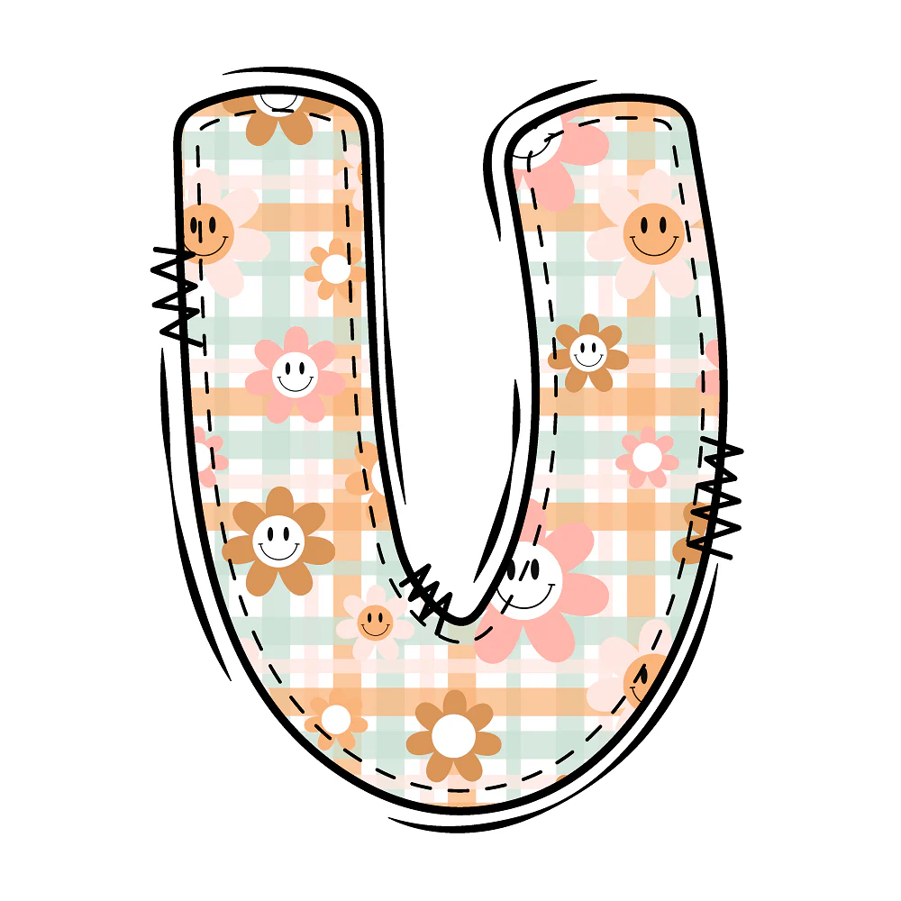 Groovy Doodle Letter ''U'' Fabric Panel