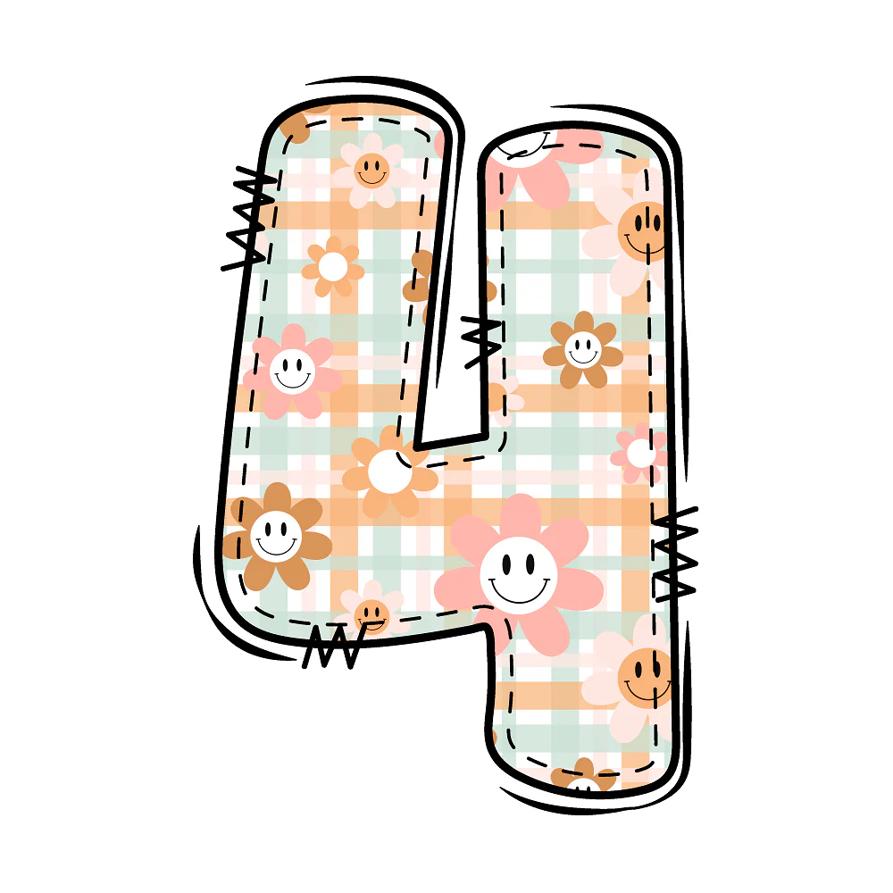 Groovy Doodle Number ''4'' Fabric Panel