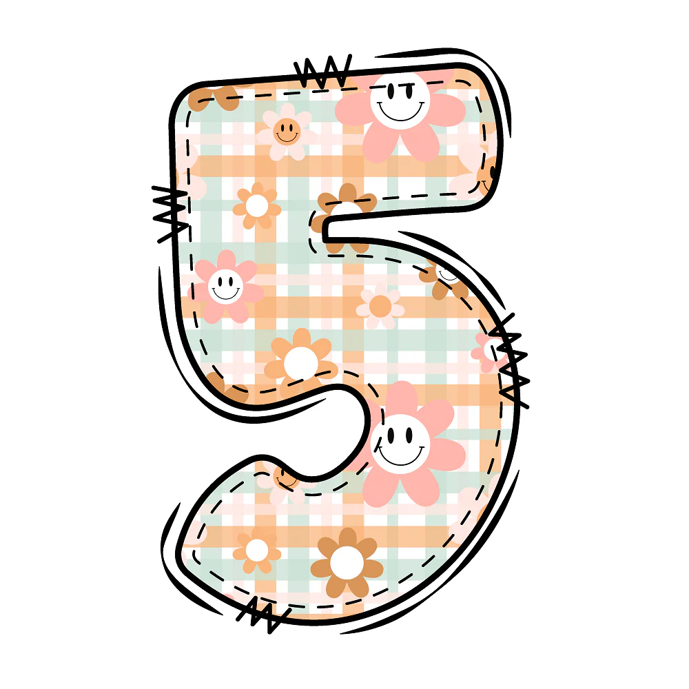 Groovy Doodle Number ''5'' Fabric Panel