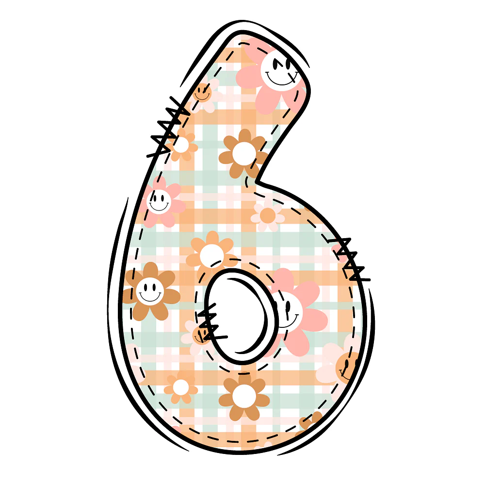 Groovy Doodle Number ''6'' Fabric Panel