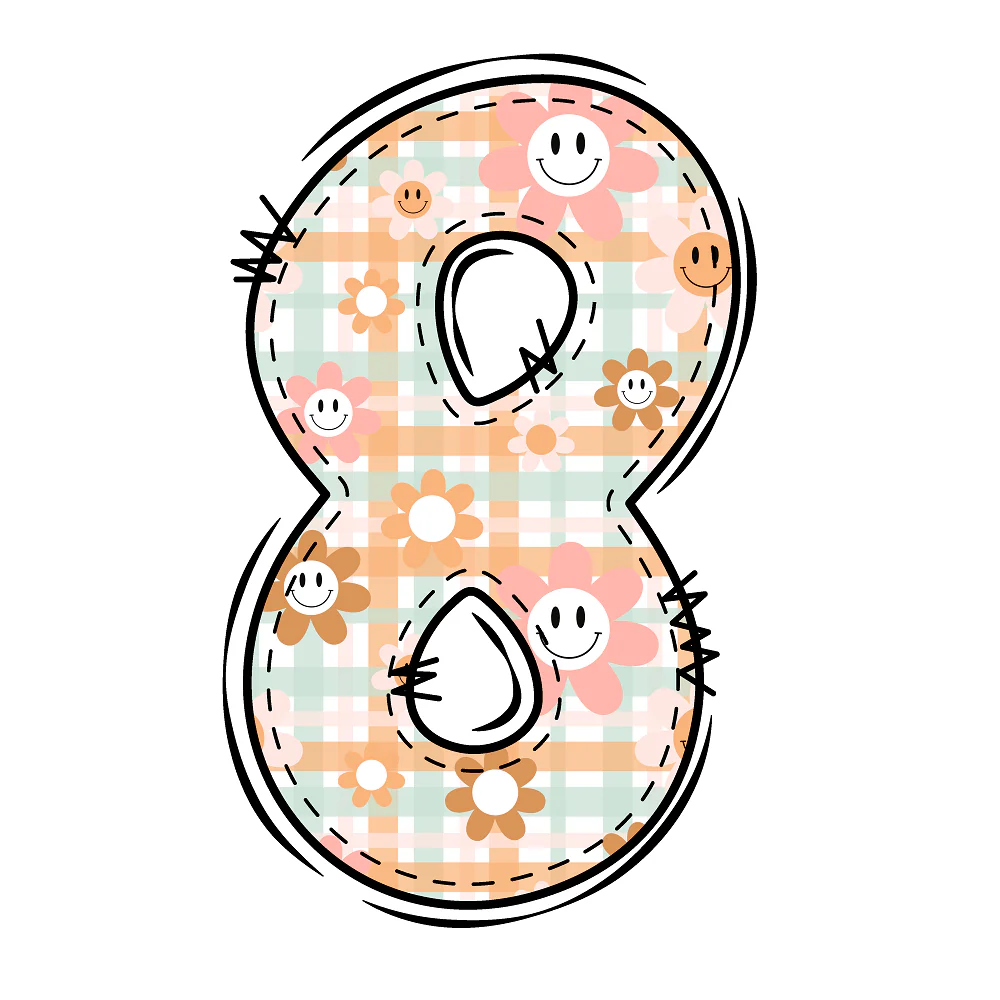 Groovy Doodle Number ''8'' Fabric Panel