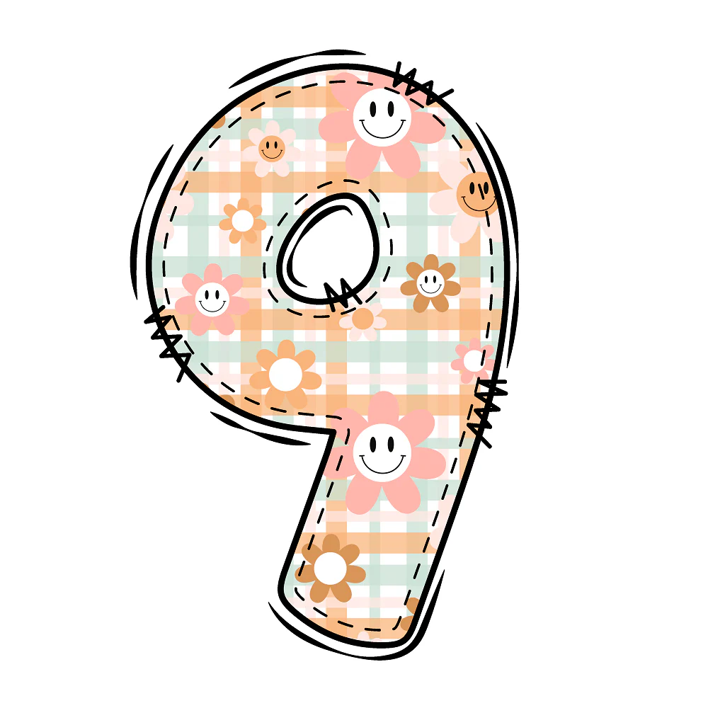 Groovy Doodle Number ''9'' Fabric Panel