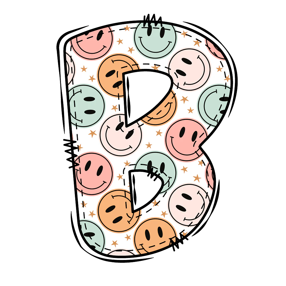 Groovy Doodle Smiley ''B'' Fabric Panel
