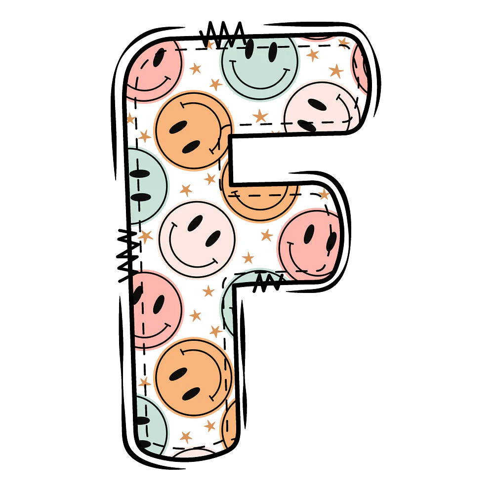 Groovy Doodle Smiley ''F'' Fabric Panel