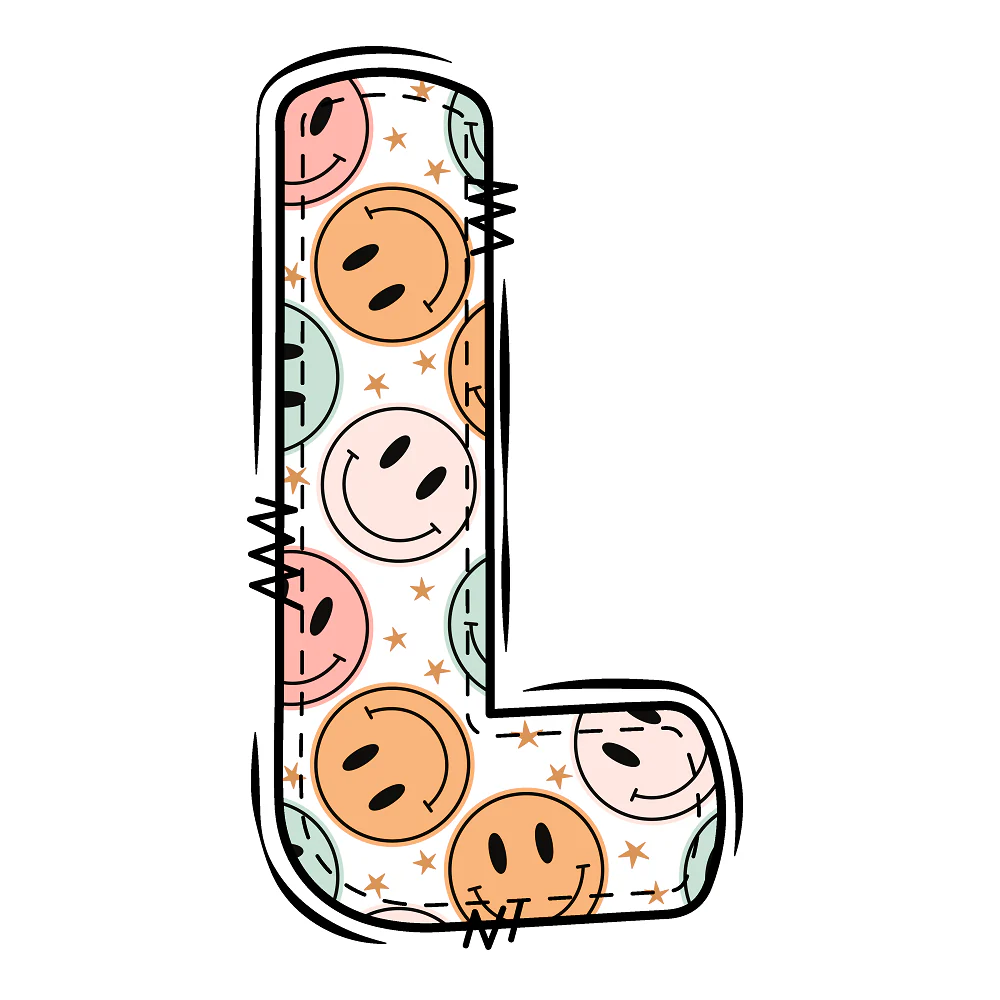 Groovy Doodle Smiley ''L'' Fabric Panel