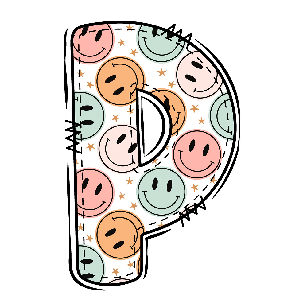 Groovy Doodle Smiley ''P'' Fabric Panel