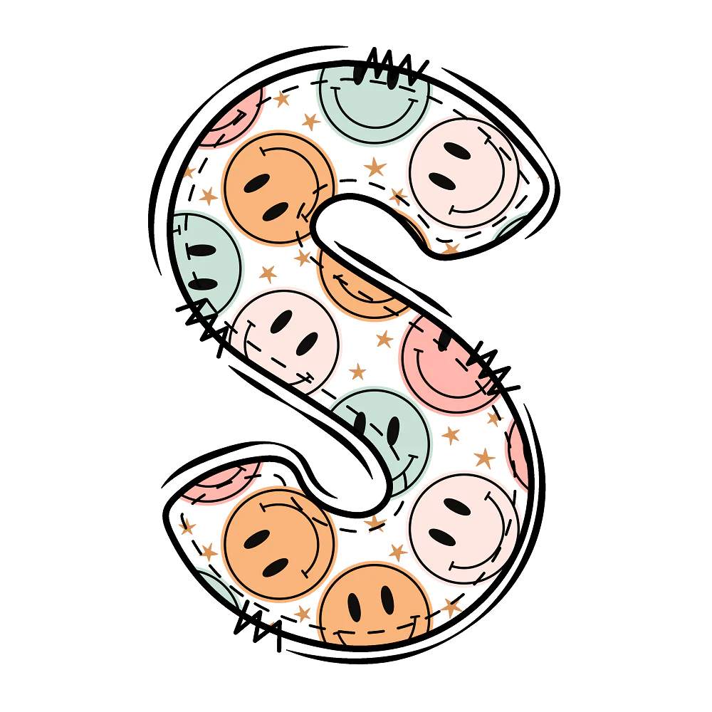 Groovy Doodle Smiley ''S'' Fabric Panel