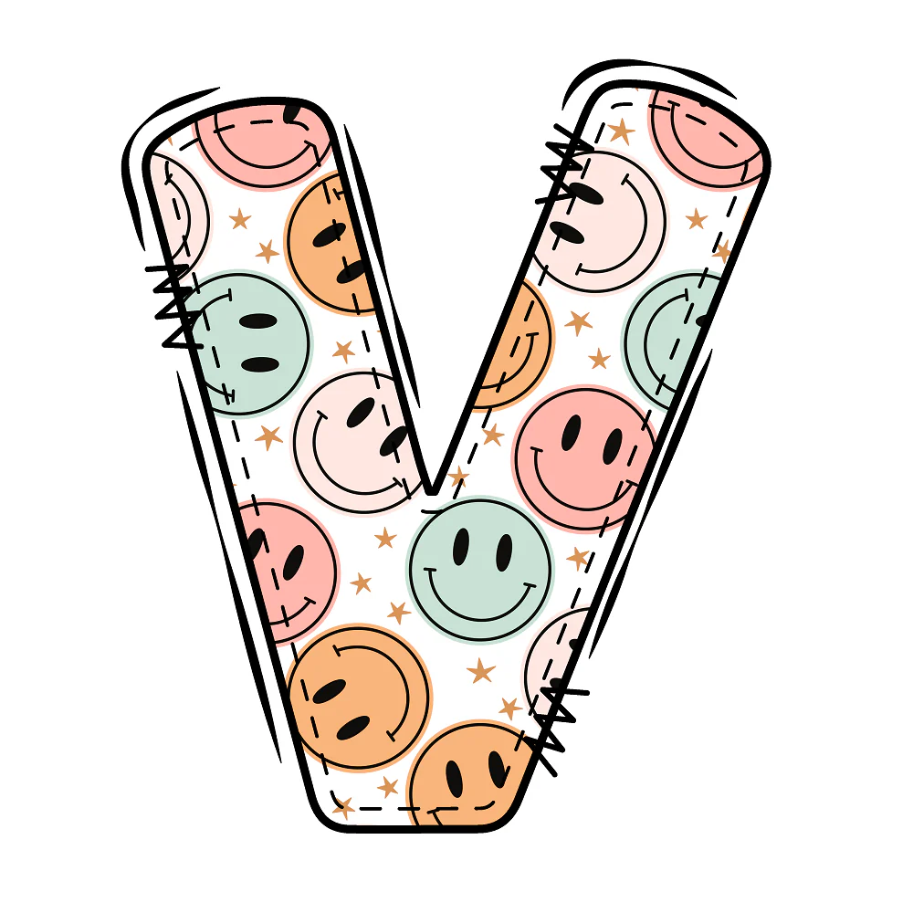 Groovy Doodle Smiley ''V'' Fabric Panel