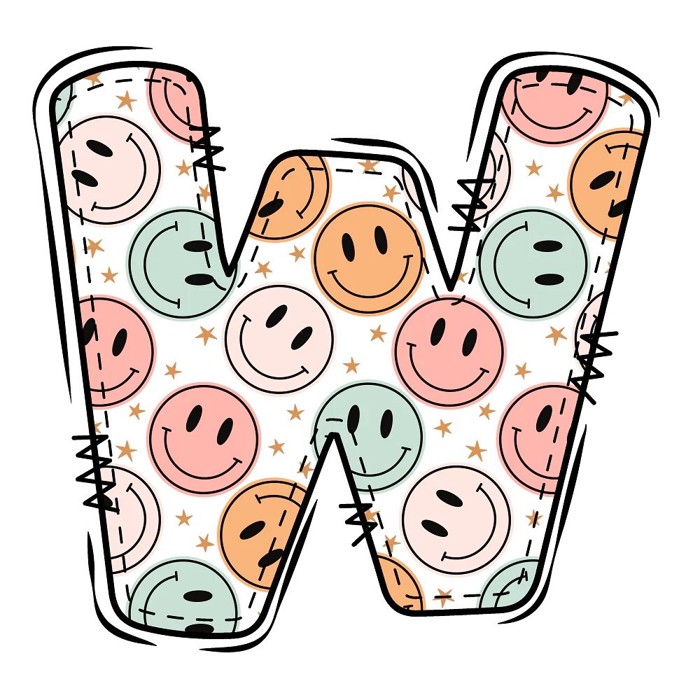 Groovy Doodle Smiley ''W'' Fabric Panel