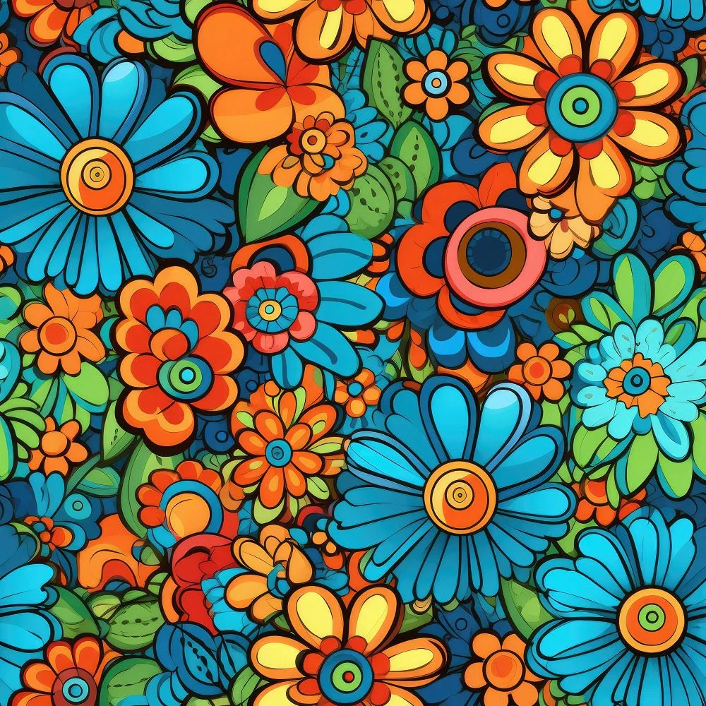 Groovy Flowers Pattern #1 Fabric