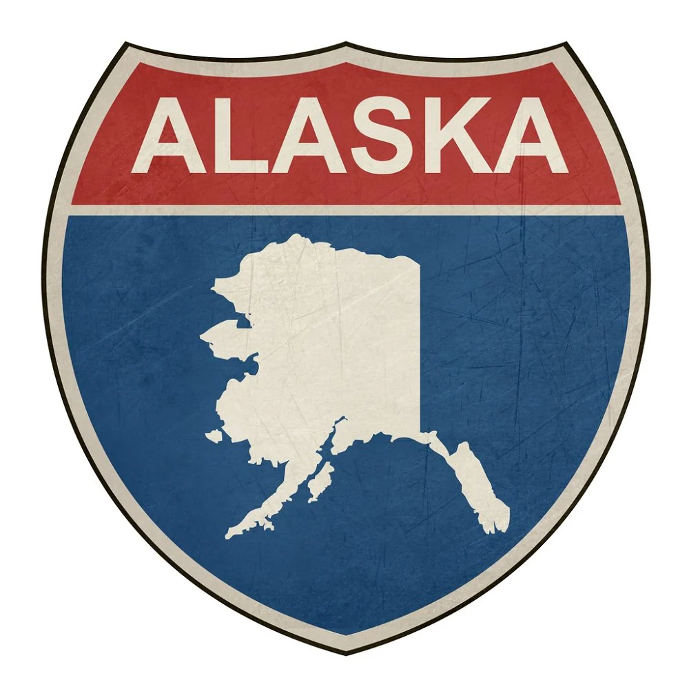 Grunge Highway Sign Fabric Panel - Alaska