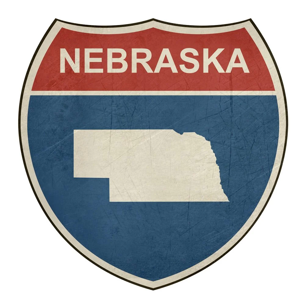 Grunge Highway Sign Fabric Panel - Nebraska