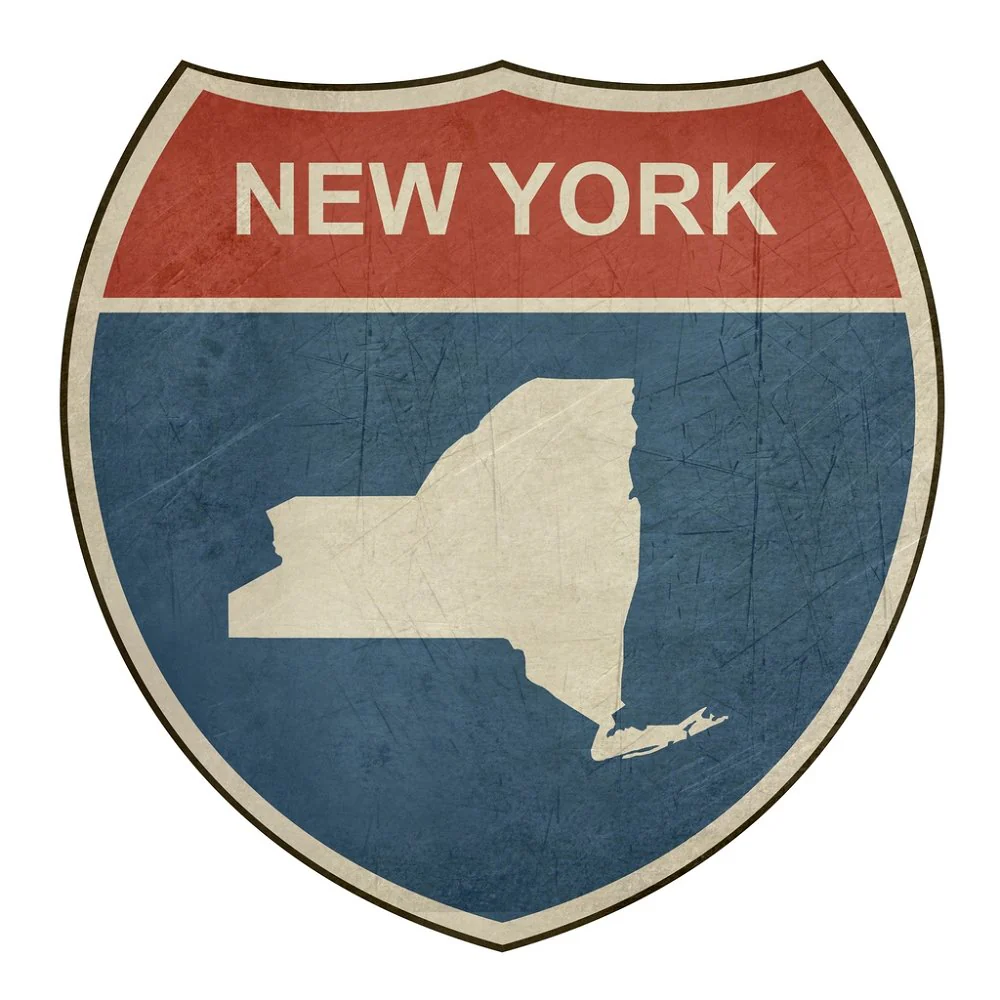 Grunge Highway Sign Fabric Panel - New York