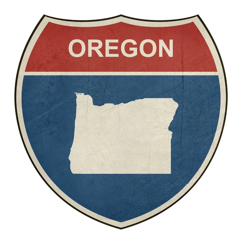 Grunge Highway Sign Fabric Panel - Oregon