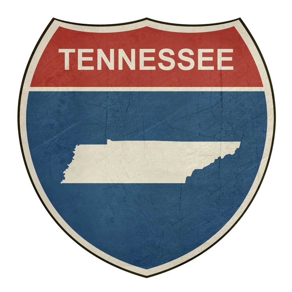 Grunge Highway Sign Fabric Panel - Tennessee