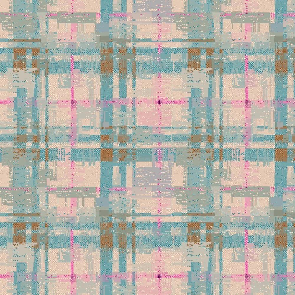 Grunge Plaid Fabric - Blue