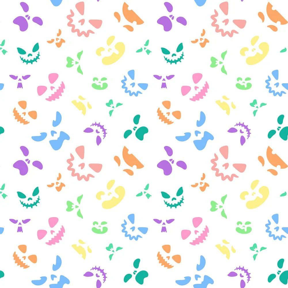 Halloween Faces Fabric - Pastel