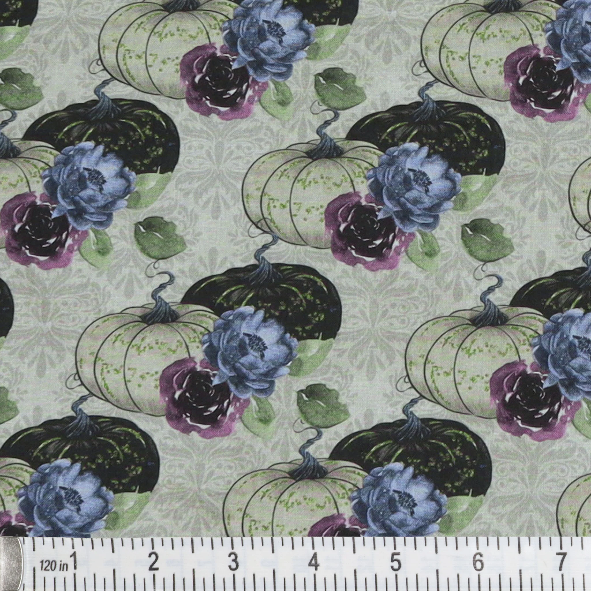 Halloween Night Pumpkins on Damask Fabric - Image 2