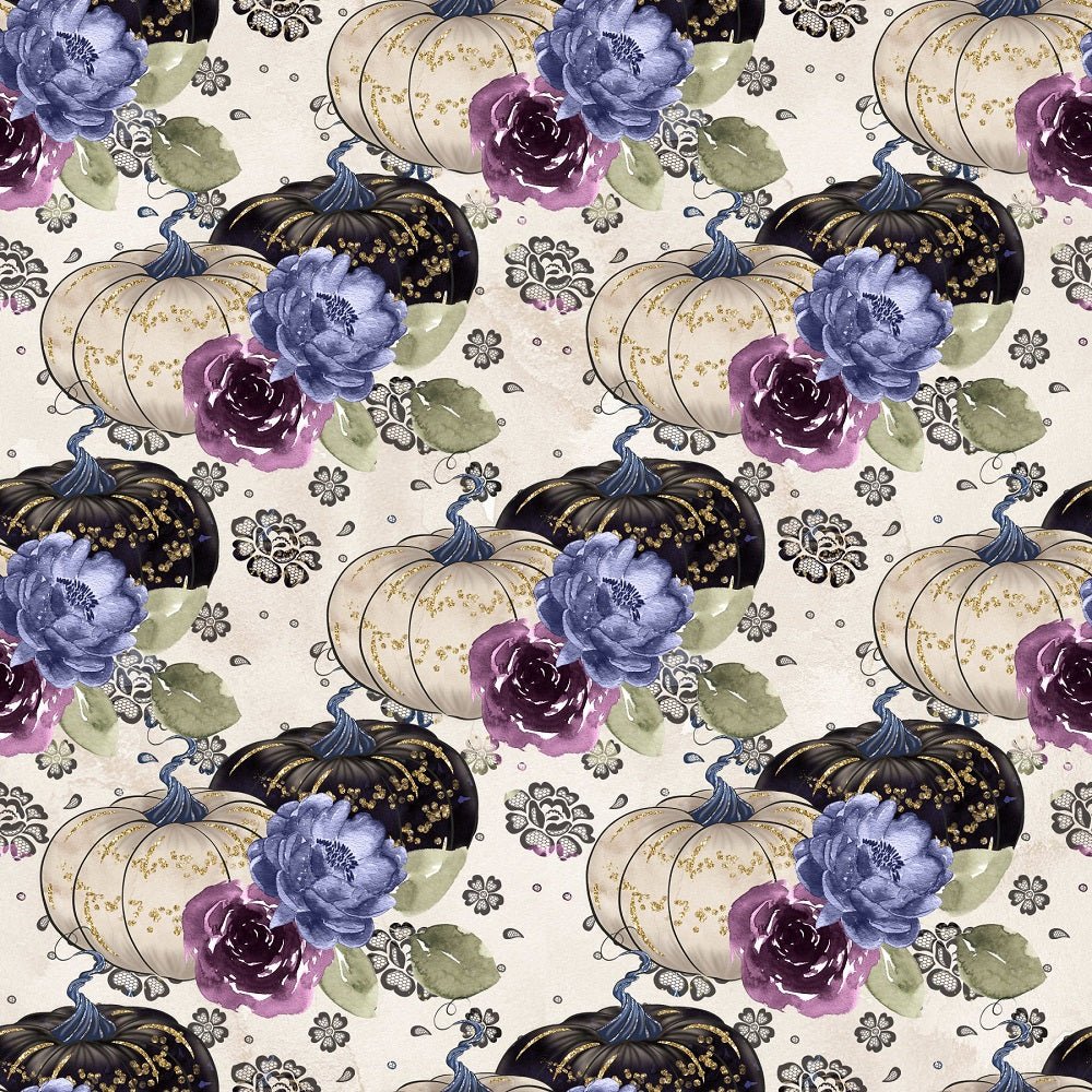 Halloween Night Pumpkins on Grunge Fabric