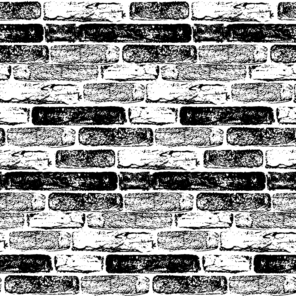 Hand Drawn Brick Wall Fabric - Black/White