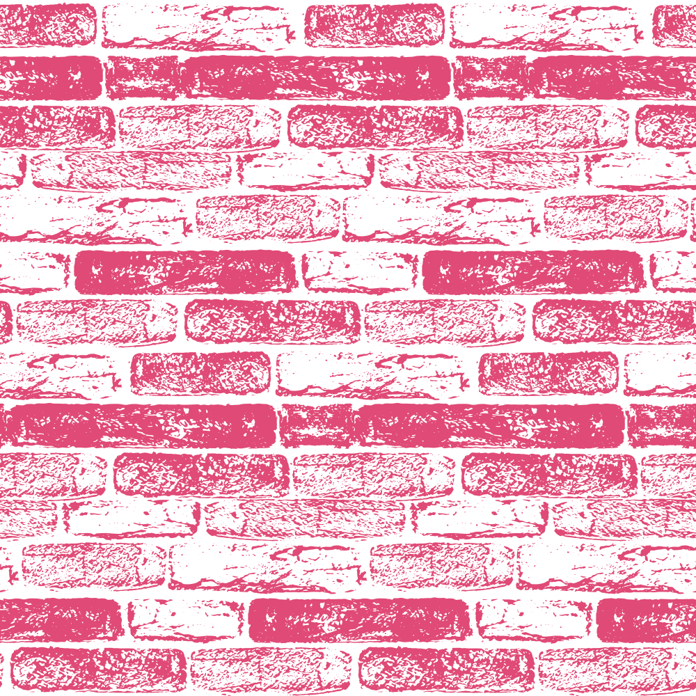 Hand Drawn Brick Wall Fabric - Pink Carmine
