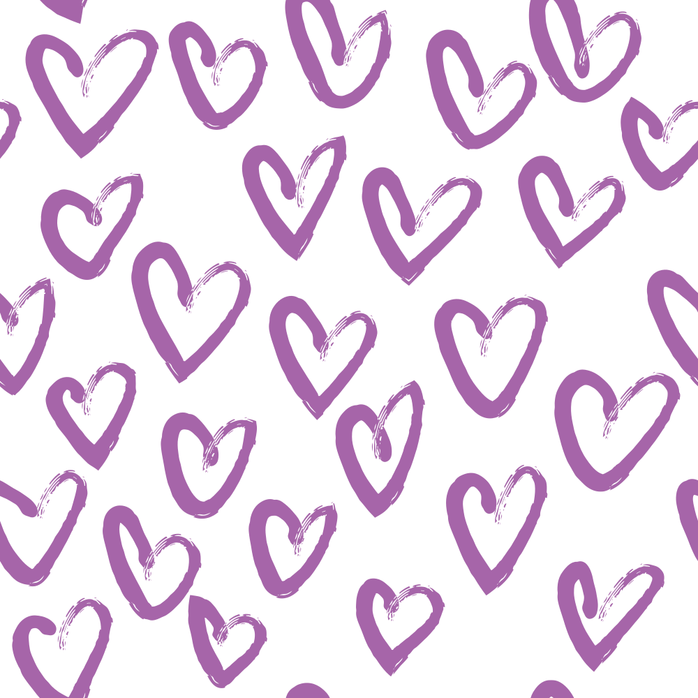 Hand Drawn Hearts Fabric - Soft Purple