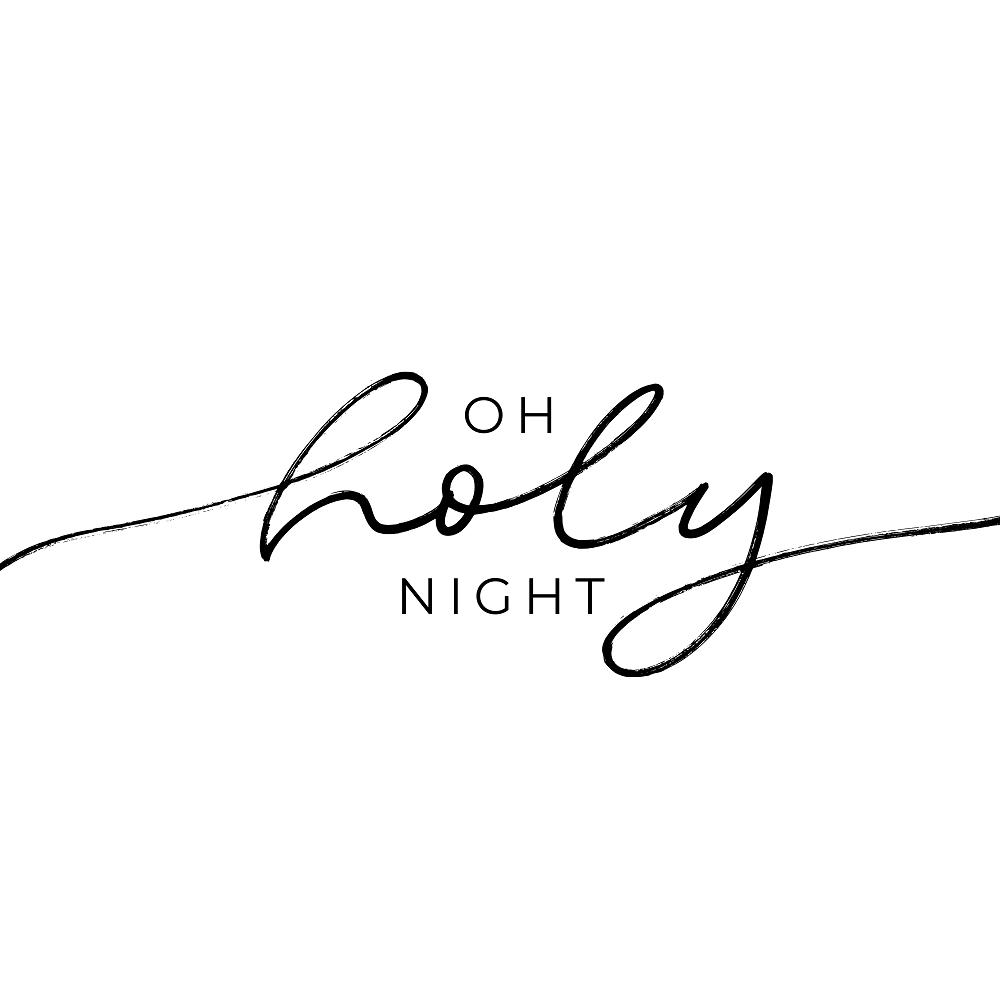 Hand Drawn Oh Holy Night Fabric Panel - White