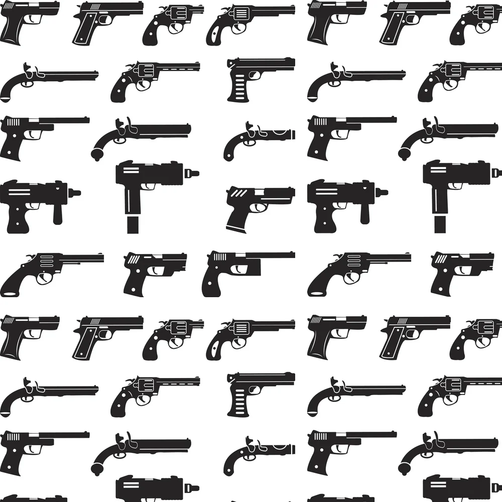 Handgun Silhouette Fabric - Black