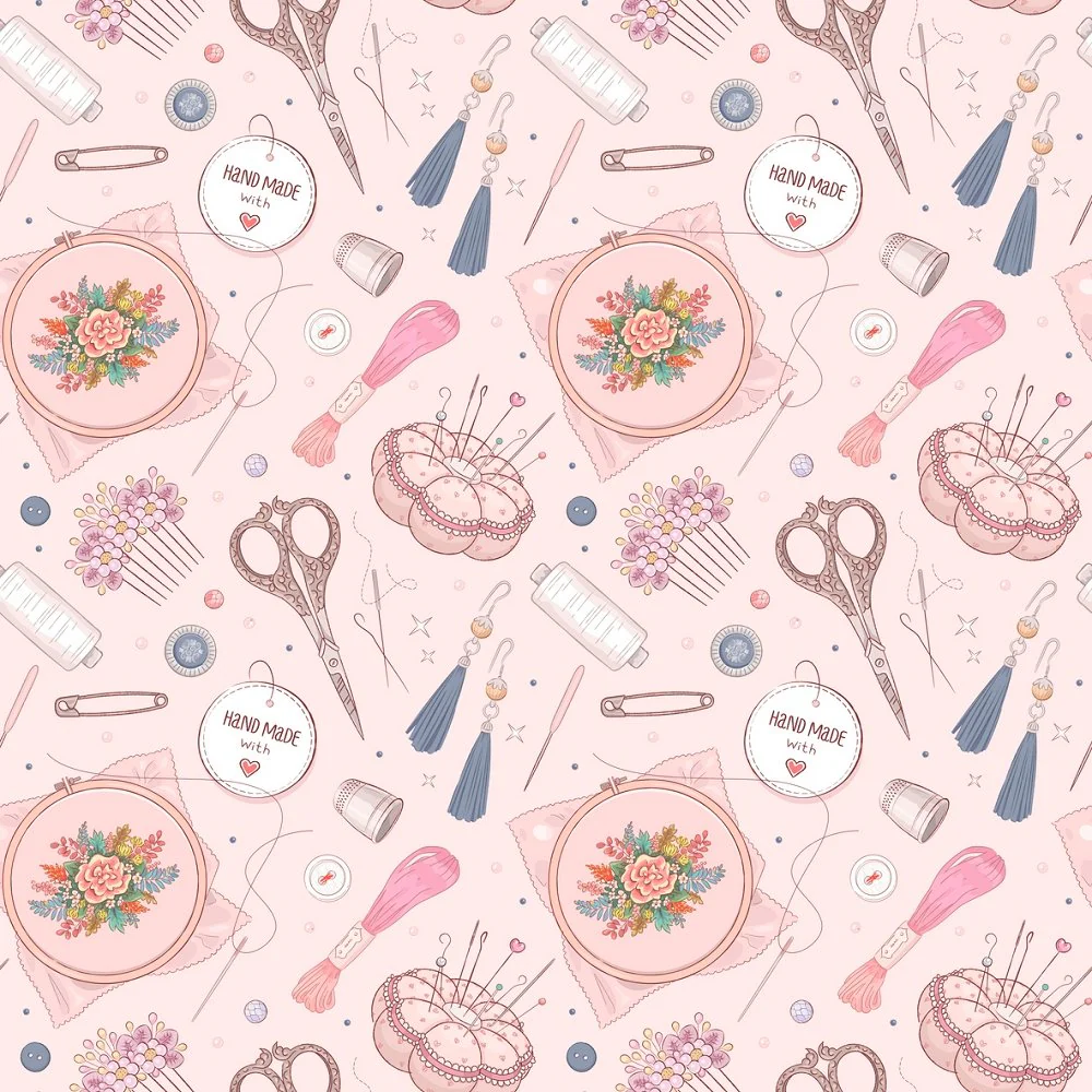 Handmade With Love Fabric - Pink