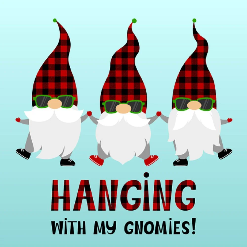 Hanging With My Gnomies Fabric Panel - Blue