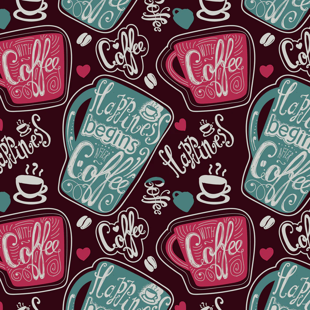Happiness Begins After Coffee Fabric - Multi