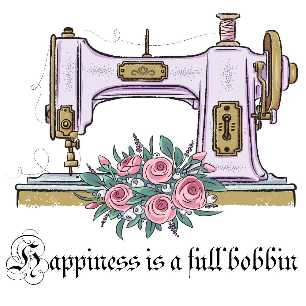 Happiness Is A Full Bobbin Fabric Panel