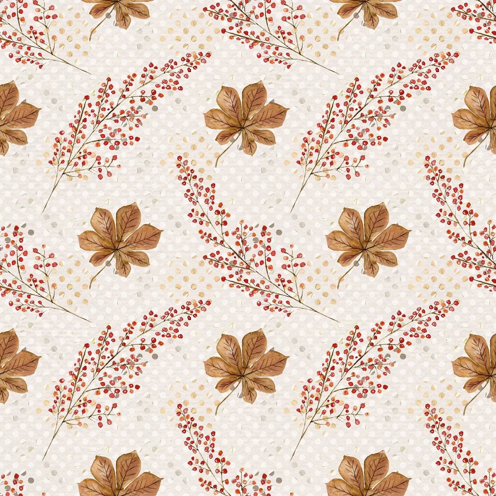 Happy Fall Leaves and Branches Fabric