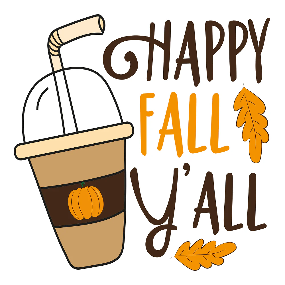 Happy Fall Y'all Coffee Fabric Panel