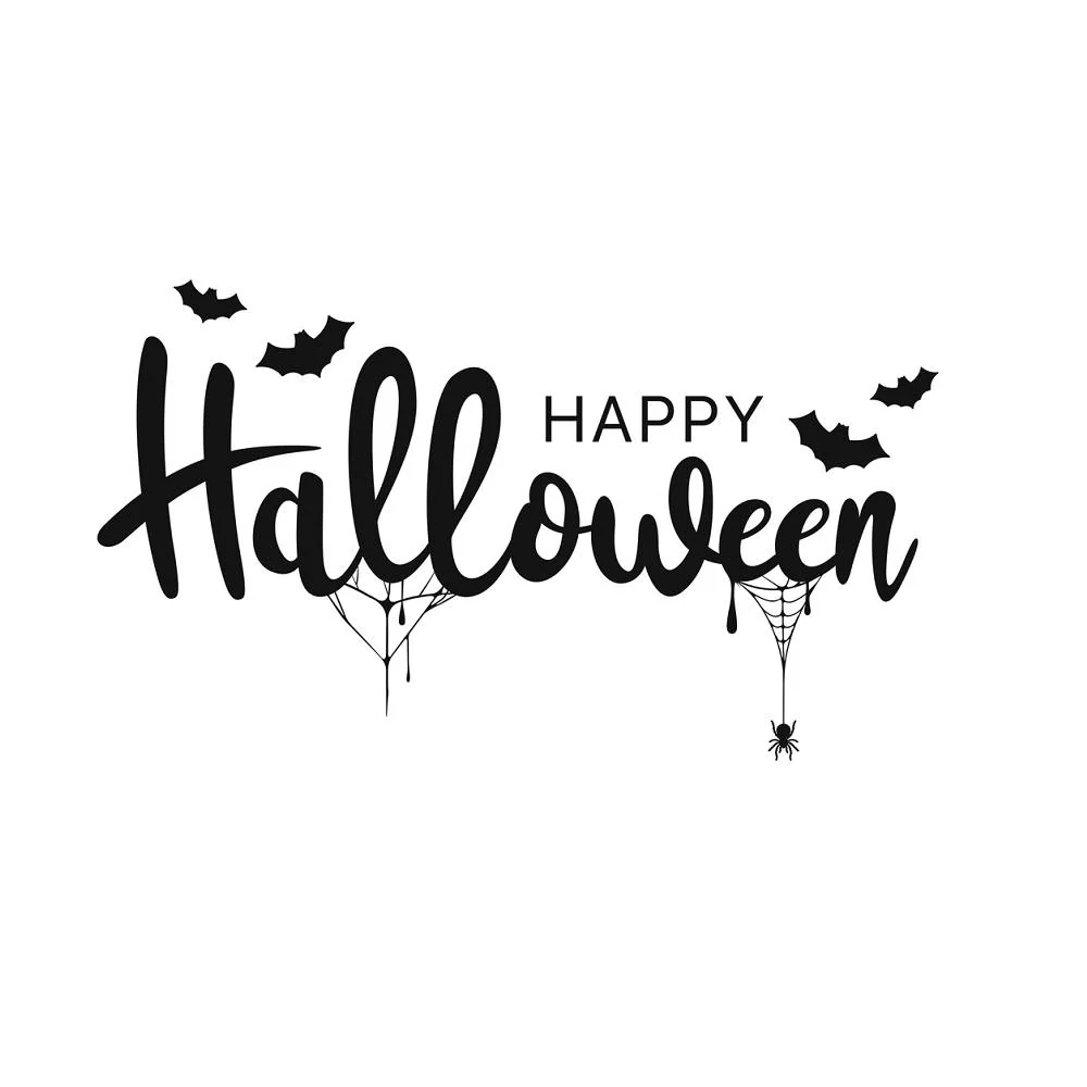 Happy Halloween Font Fabric Panel - White