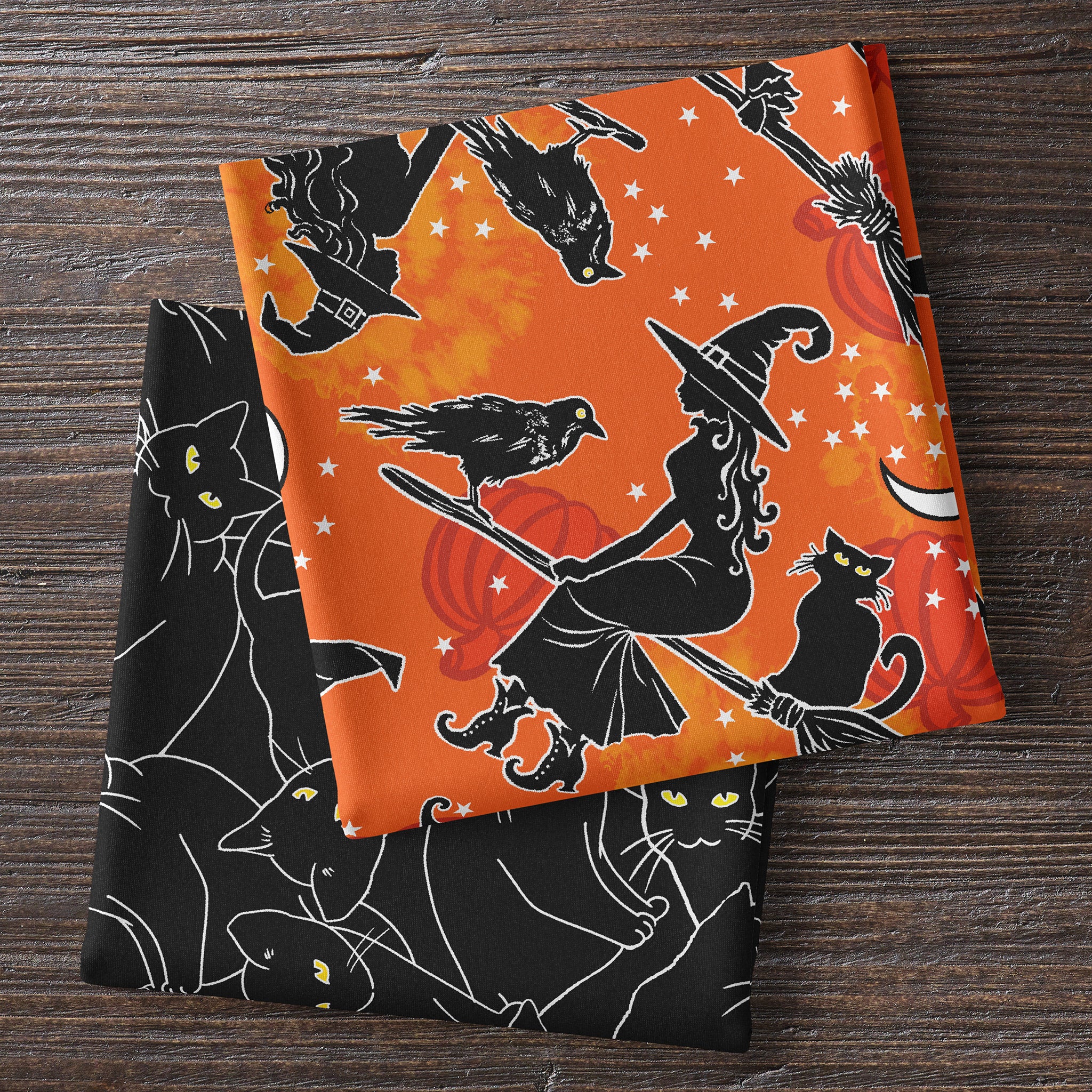 Happy Hauntings Fabric Collection - Cat Magic Orange - Image 3