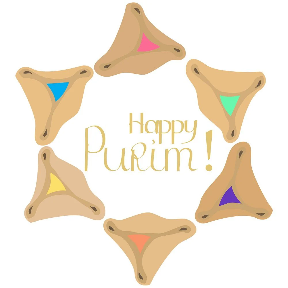 Happy Purim Hamantashen Fabric Panel