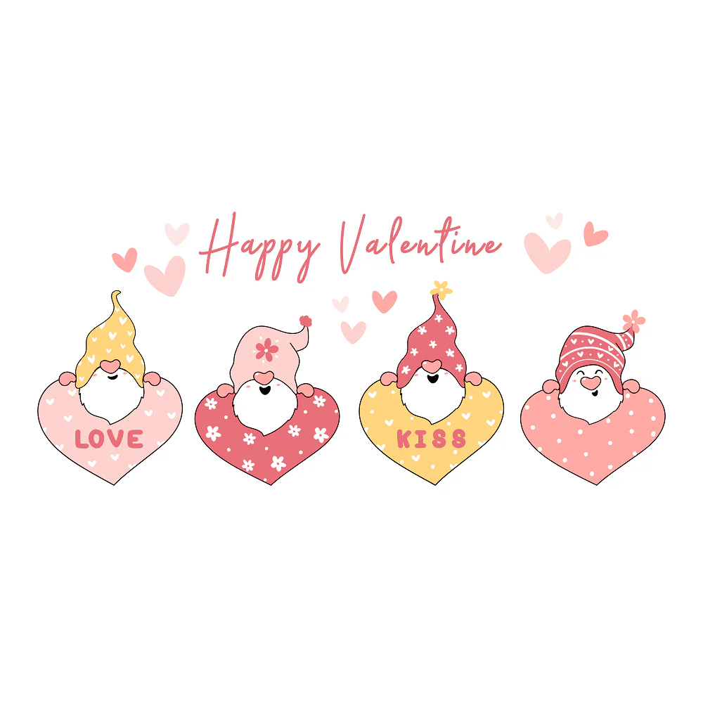 Happy Valentine Gnomes Fabric Panel