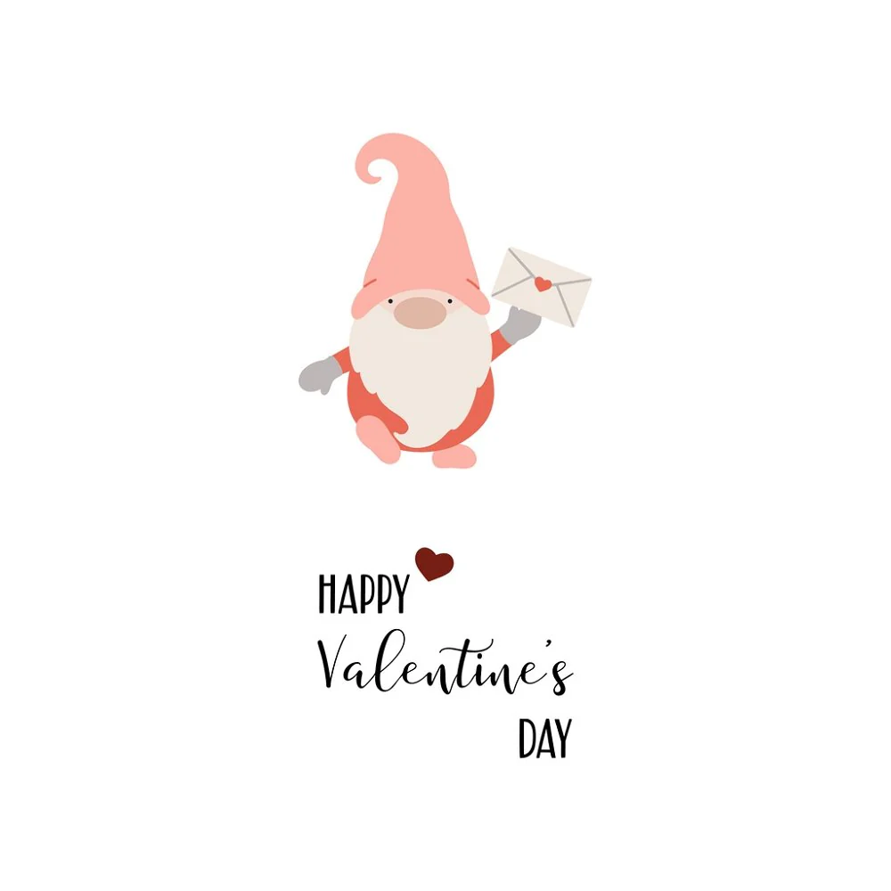 Happy Valentine's Day Gnome Fabric Panel