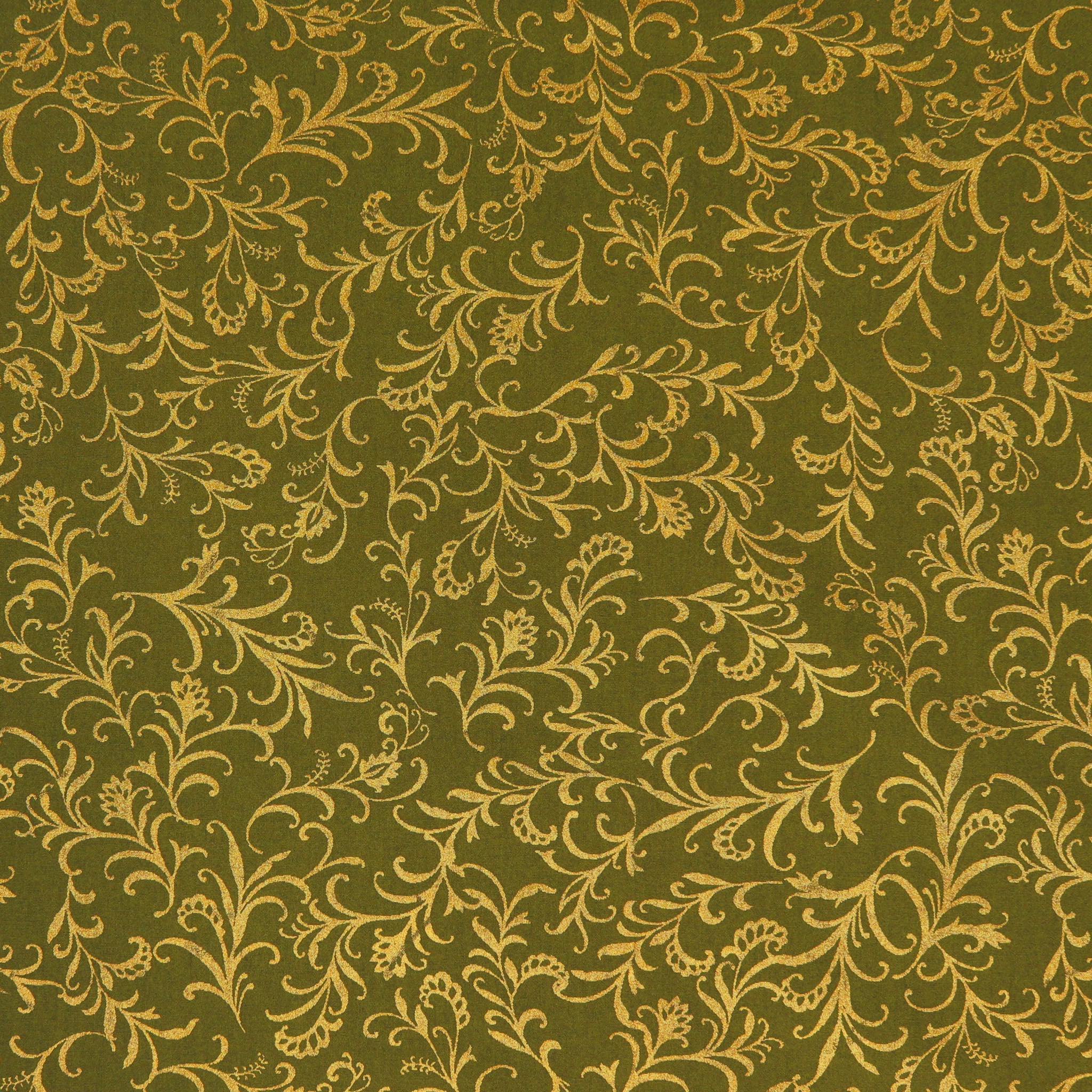 Harvest Keepsakes Fabric Collection - Elegant Scrolls Olive Green