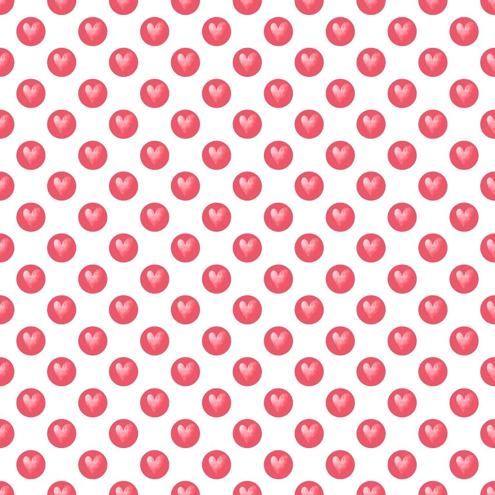 Hearts and Circles Fabric - White