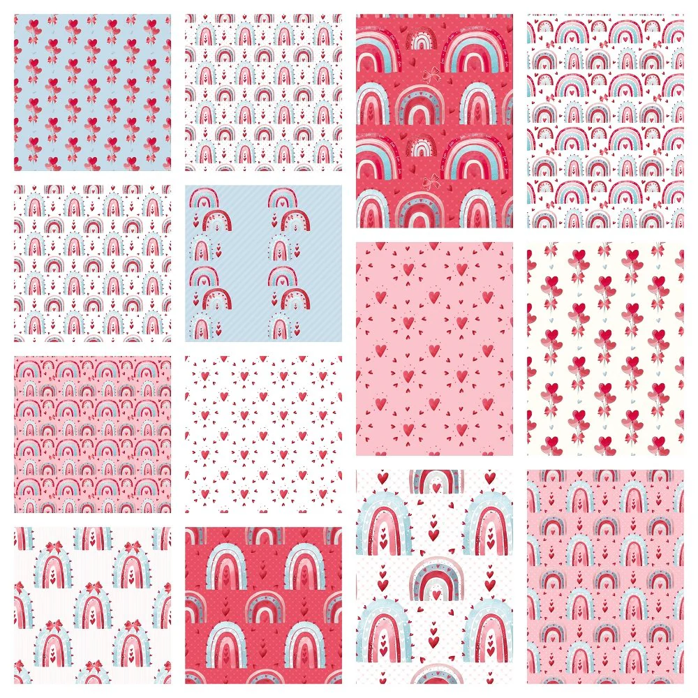 Hearts & Rainbows Fat Quarter Bundle - 14 Pieces