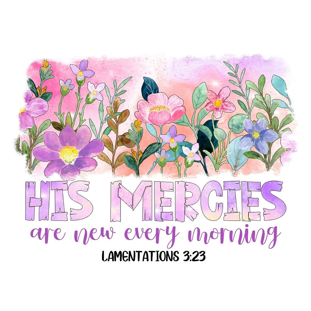 His Mercies Floral Fabric Panel