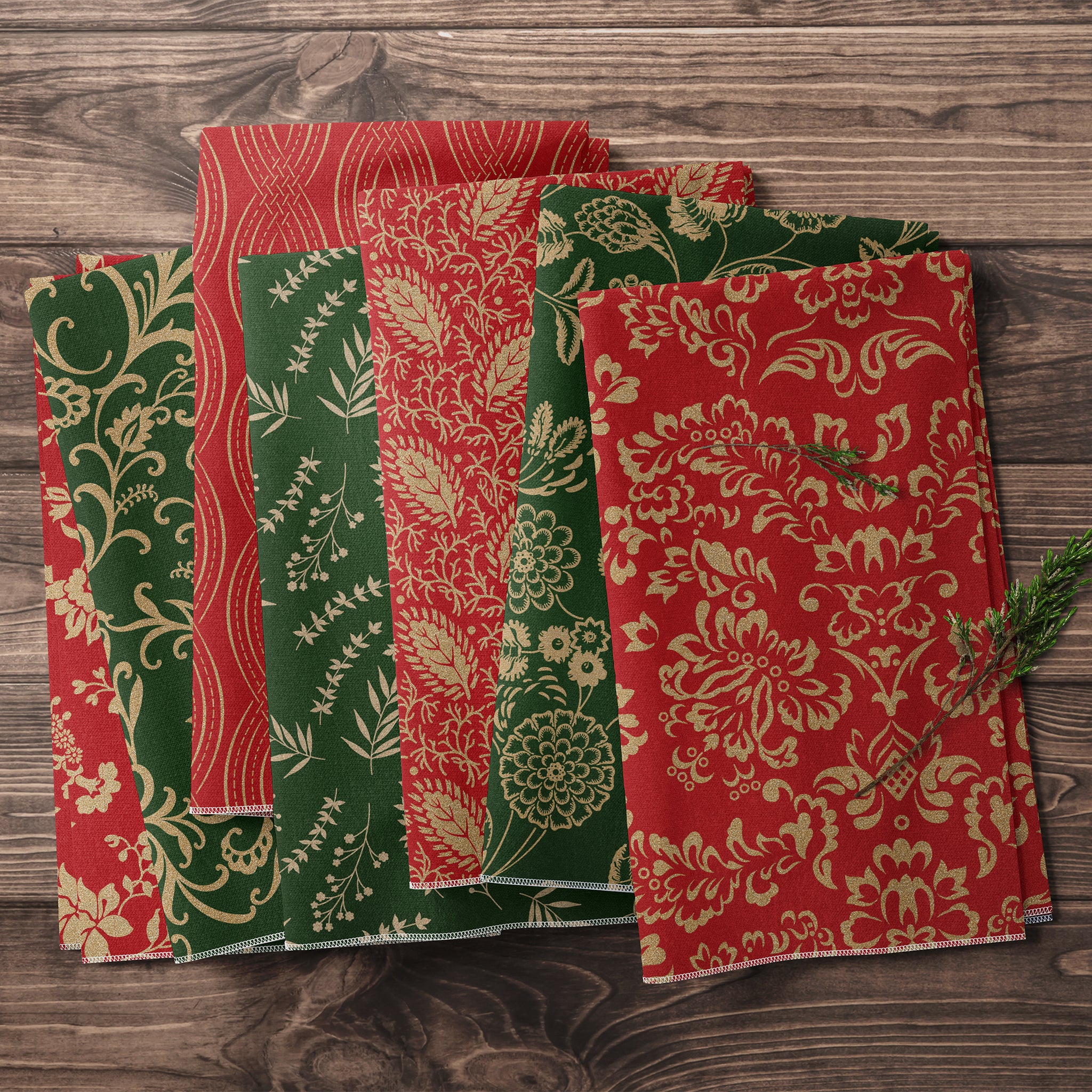Holiday Keepsakes Fabric Collection - Garden Elegance Red - Image 3