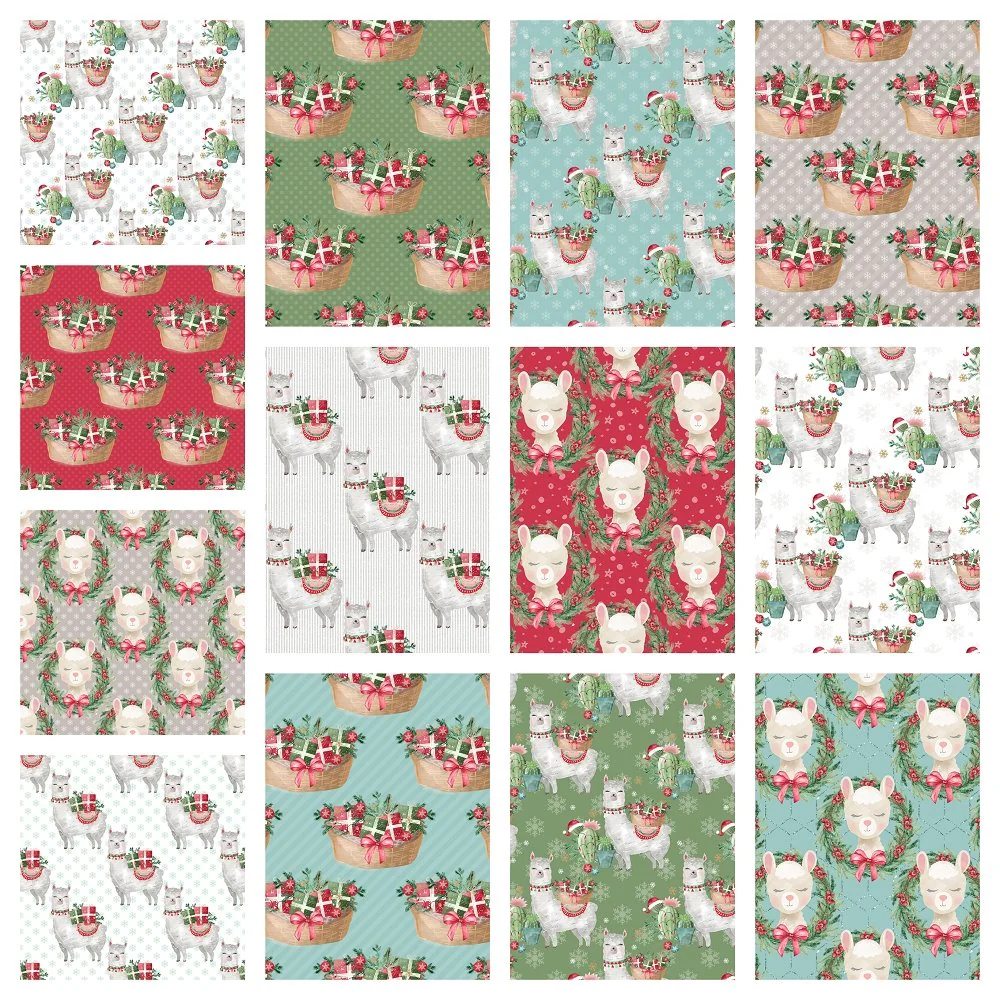 Holly Jolly Llamas Fabric Collection - 1 Yard Bundle