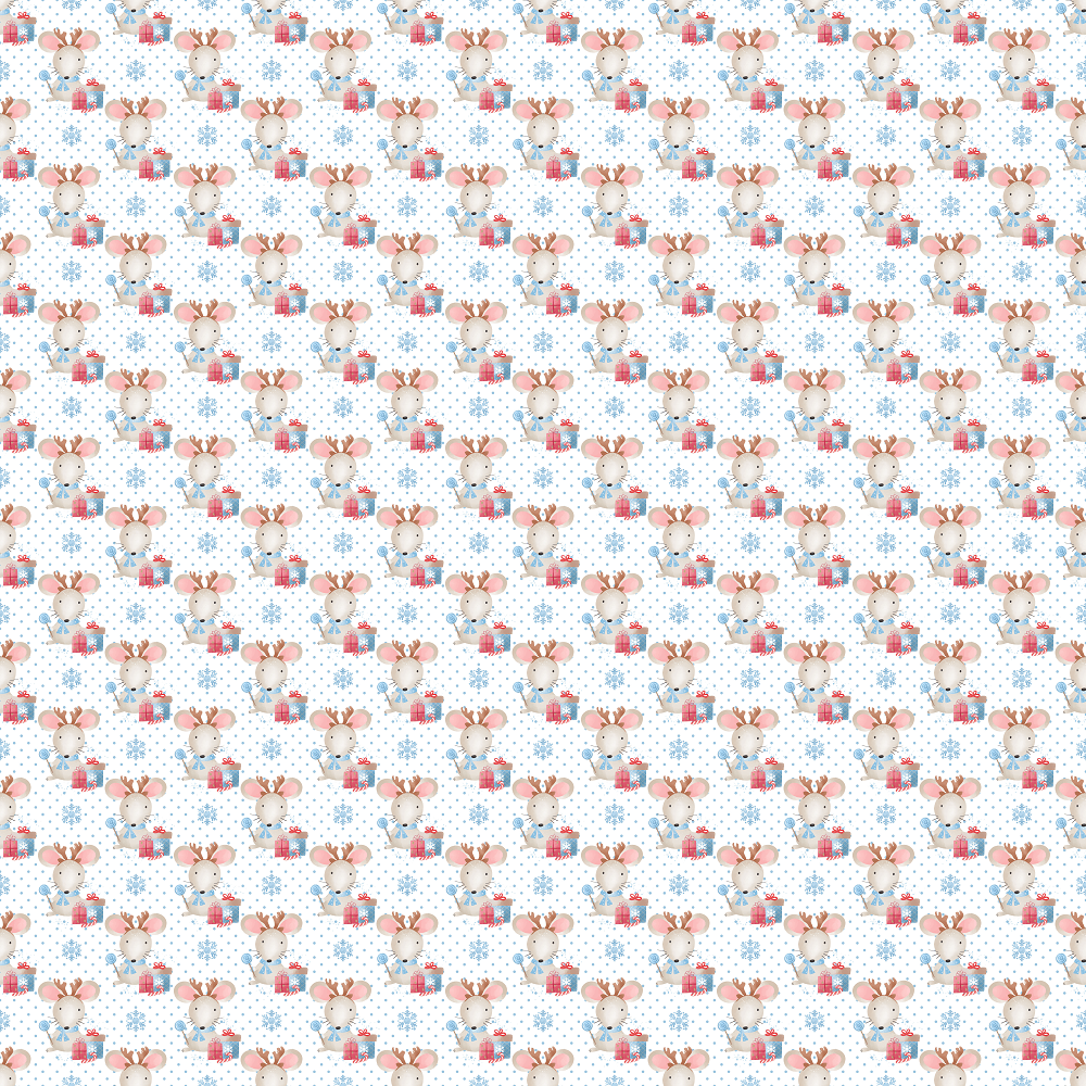 Holly Jolly Mouse Fabric - White