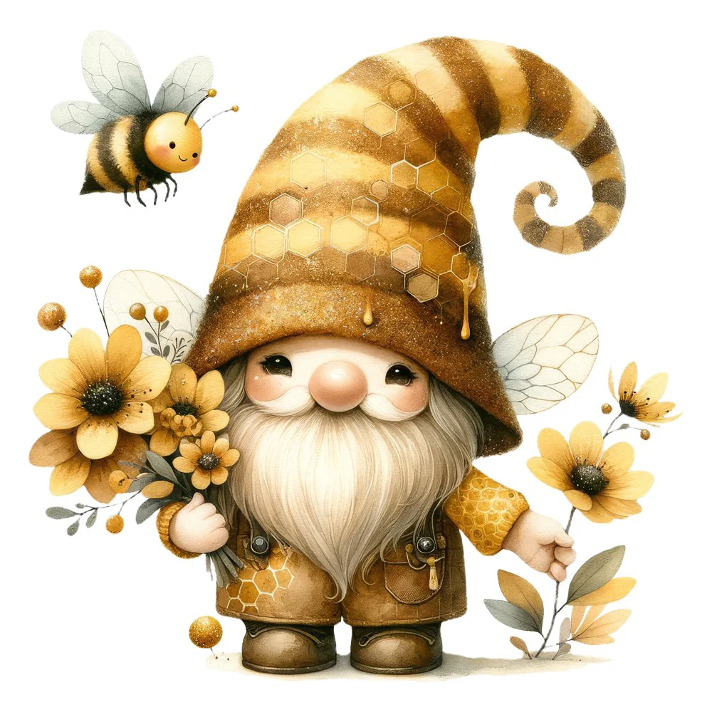 Honey Bee Gnome #11 Fabric Panel