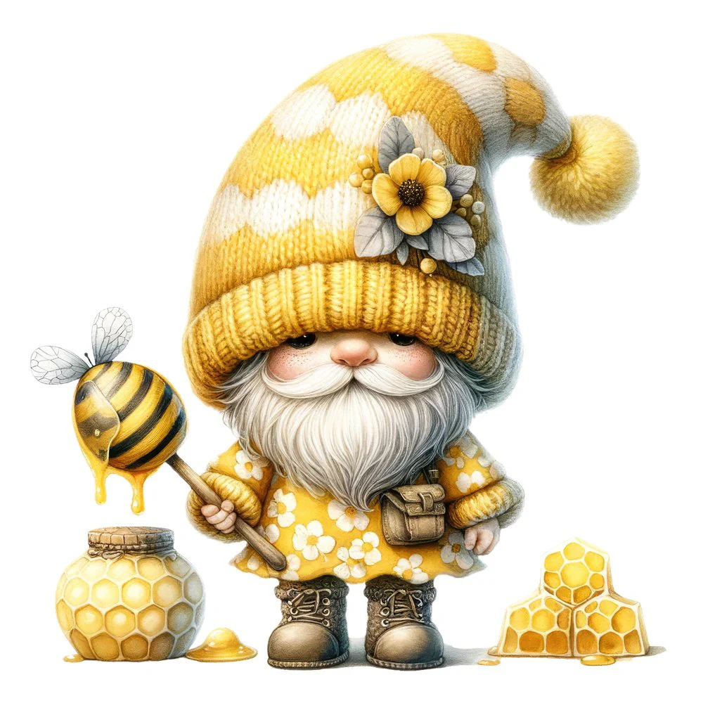 Honey Bee Gnome #7 Fabric Panel